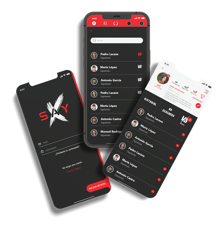 APP ROJA NEGRA RED SOCIAL APLICACION PERSONAS XSAY NYTELWEB DEVELOPERS
