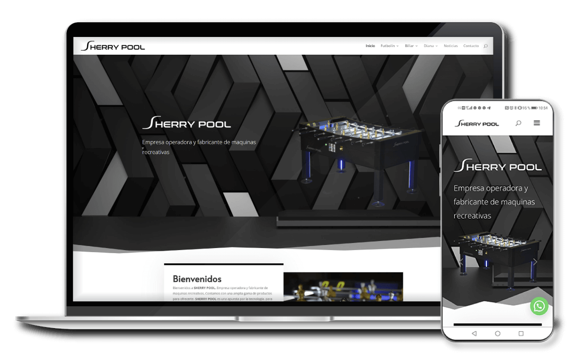 WEB-RESPONSIVE-ORDENADOR-MOVIL NEGRO-BILLARES-SHERRY-POOL-DISENO-NYTELWEB-DEVELOPERS