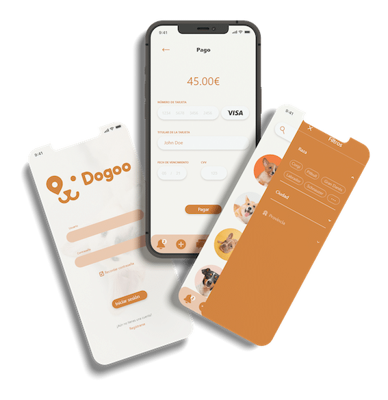 APP PERRO CANINOS MASCOTA BLANCO MARRON DOGOO NYTELWEB DEVELOPERS